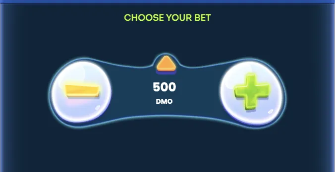 Chees Road Game bet selection panel showing minus and plus buttons with the current bet amount displayed in the center