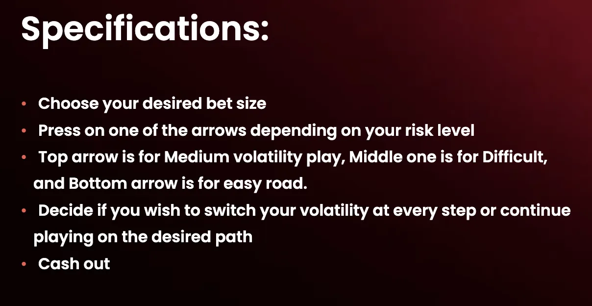 Chees Road Game specifications panel showing RTP, max win, bet limits, and game parameters